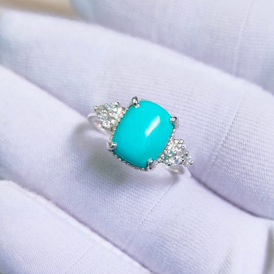 Natural Sleeping Beauty Turquoise Ring 925 Sterling Silver Ring ...