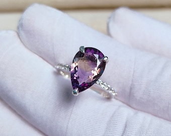 Natural Ametrine Ring, pear cut ametrine ring, 925 sterling Silver Ring, ametrine silver ring Hand Made Ring, astrological stone ring