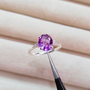 Rose De France Amethyst Ring 925 Sterling Silver Ring, Natural Amethyst Ring, Oval cut Amethyst Ring, Pink Amethyst Ring, Wedding ring