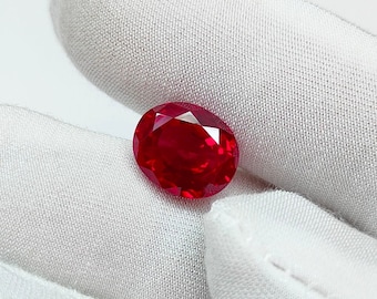 Pigeon Blood Ruby Stone, Oval Cut Ruby, 12x10 mm Ruby, 6.7 carat oval Ruby Stone, Deep Red Ruby Stone, Lab grown Ruby, Jewelry Making stone