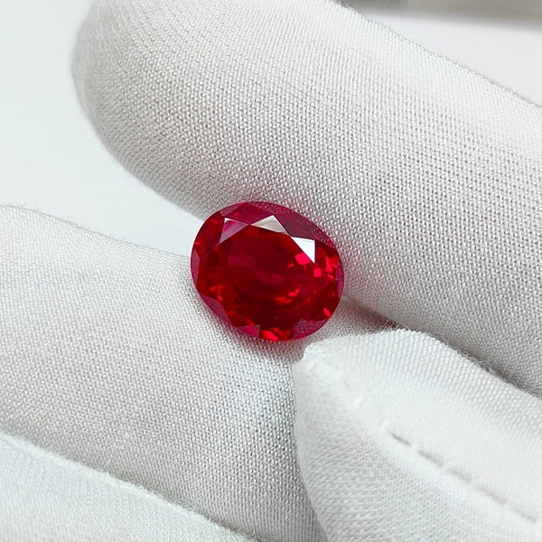 Pigeon Blood Ruby Stone, Oval Cut Ruby, 12x10 mm Ruby, 6.7 carat oval Ruby Stone, Deep Red Ruby Stone, Lab grown Ruby, Jewelry Making stone