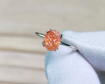 Solstensring, 925 sterlingsilverring, rå solstensring, oval solstensring, solstensvigselring, solstensring att gåva med