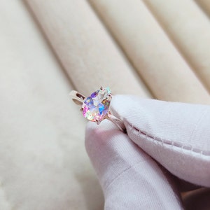 Mystic Opal ring, pear mystic opal ring, 925 sterling silver ring, mystic opal silver ring, multi fire mystic opal ring, mystic stone ring