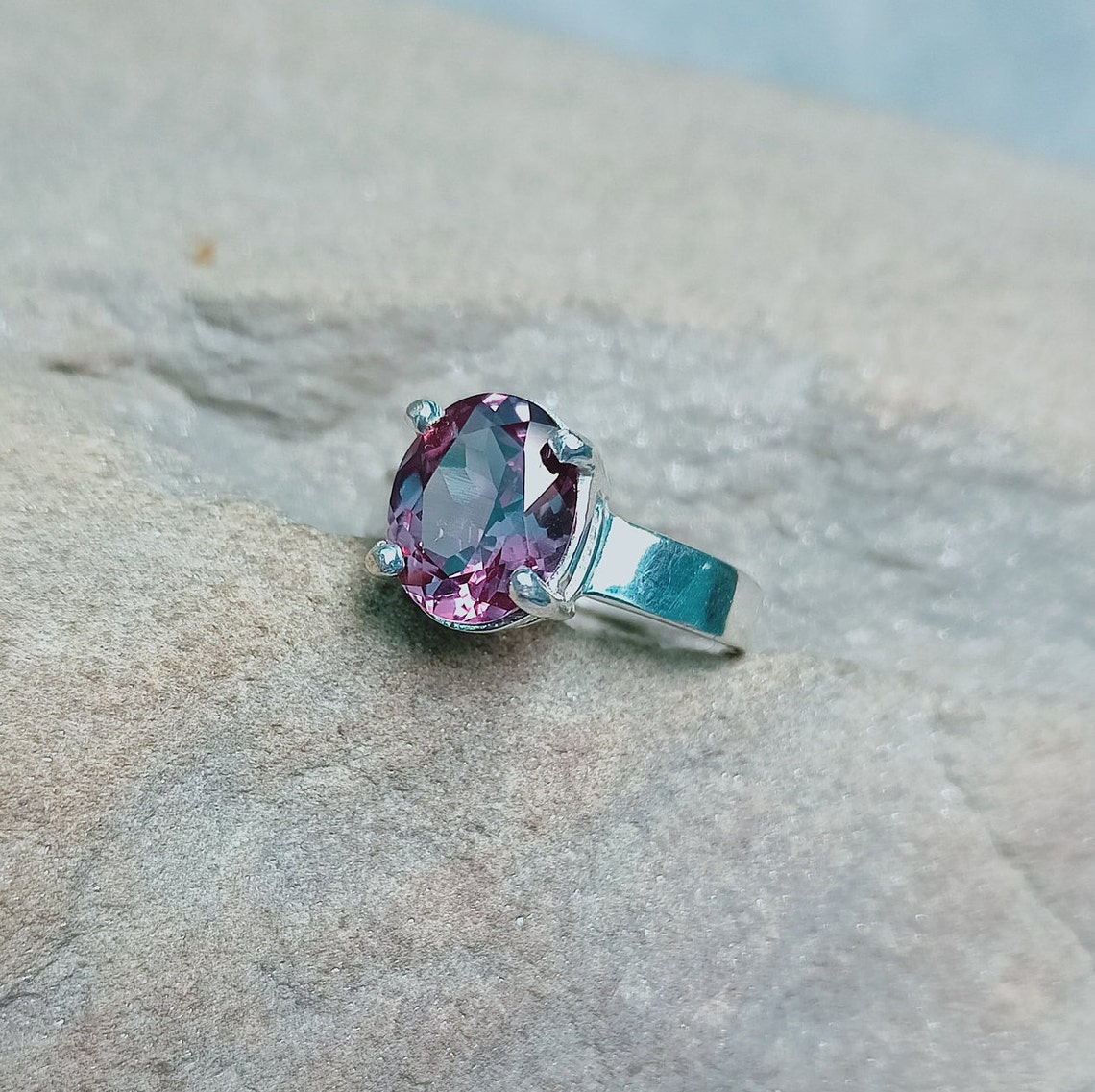 Alexandrite Ring Lab Created Alexandrite Ring 925 Sterling Etsy