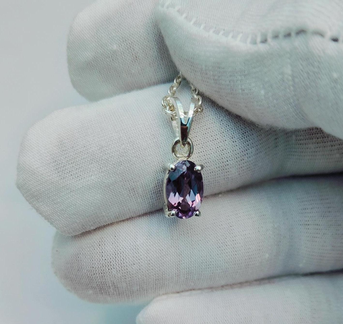 アレキサンドライトネックレス、925スターリングシルバーネックレス