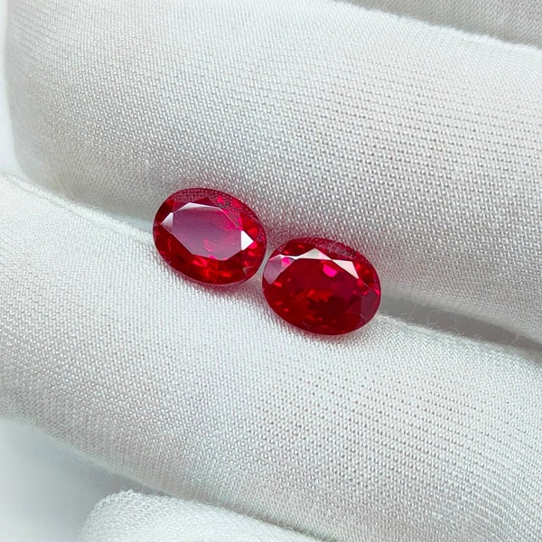 Pigeon Blood Ruby Stones, Oval Cut Ruby, 9x7 mm Ruby, Red Oval Ruby Pair, Deep Red Ruby Stones Pair, Lab grown Ruby, Jewelry Making stones