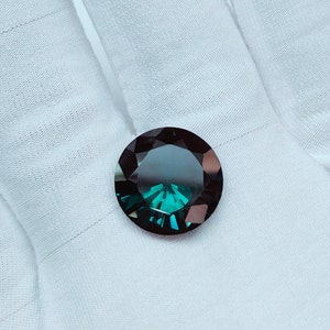 Teal sapphire stone, Round cut teal sapphire, Green teal sapphire bluish green teal sapphire, 15 mm teal sapphire, Lab grown teal sapphire