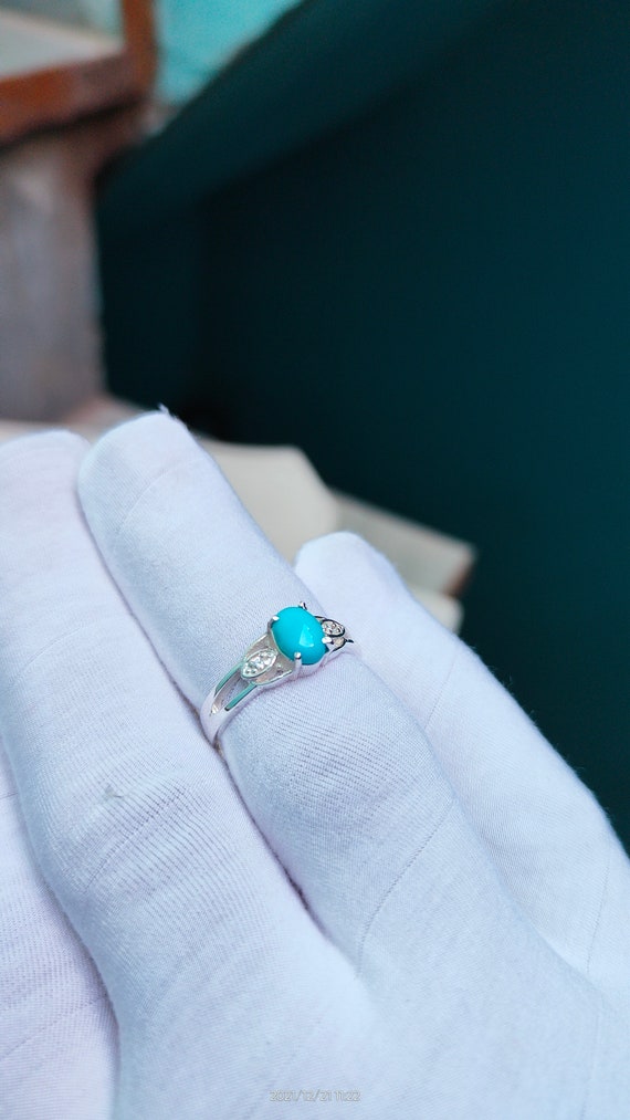 Natural Arizona Turquoise Ring, Oval Arizona Turquoise Ring, 925