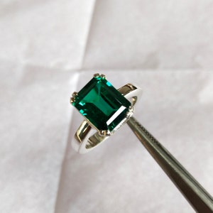 Lab Created Emerald, 925 Silver Ring, Ring for Men & Women Both, Green Gemstone Ring, Engagement Ring, hand made ring, ring for gift