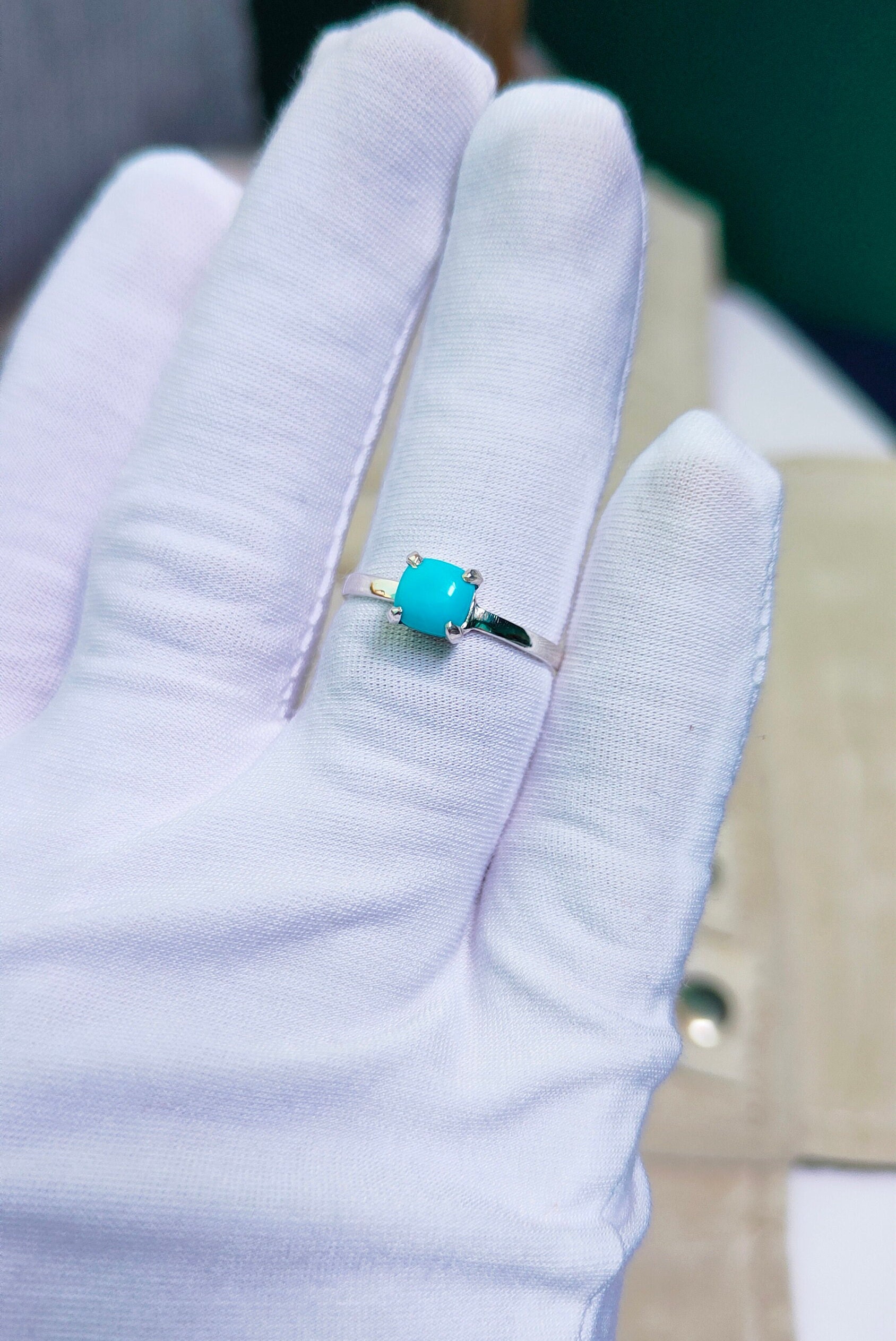 Natural Sleeping Beauty Turquoise Ring 925 Sterling Silver Ring ...