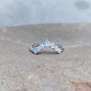 Opal band Ring,  round opal band ring, Opal Matching Band, Opal Wedding Band, Sterling Silver Ring, October Birthstone Ring, multi opal ring