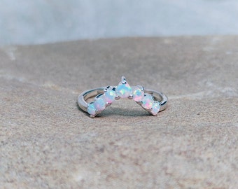 Opaal band Ring, ronde opaal band ring, Opal Matching Band, Opal Wedding Band, Sterling Silver Ring, Oktober Birthstone Ring, multi opaal ring