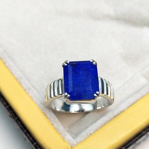 Natural Lapis Lazuli Ring, 925 Sterling Silver Ring, Octagon Cut Lapis Lazuli Ring, Top Quality Lapis Lazuli Ring, Hand Mdae Ring
