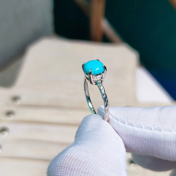 Natural Sleeping Beauty Turquoise Ring, 925 Sterling Silver Ring