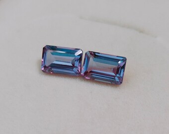 Alexandrite stones, Octagon cut Alexandrite stones, Alexandrite stone pair, 12x8 mm Alexandrite, color change stone, Lab grown Alexandrite