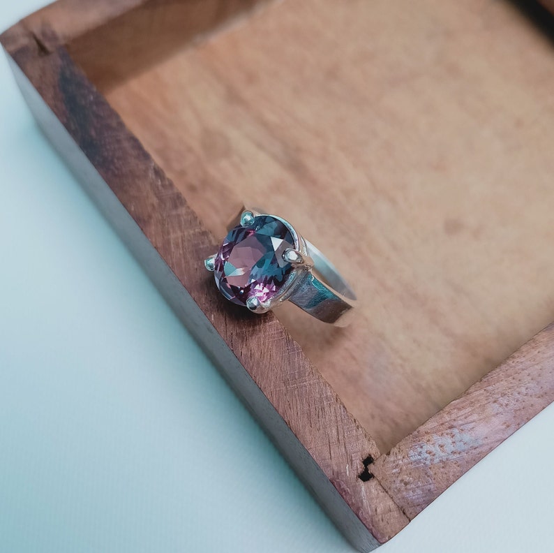 Alexandrite Ring Lab Created Alexandrite Ring 925 Sterling Etsy