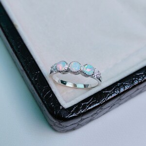 Opal band Ring,  round opal band ring, Opal Eternity Band, Opal Wedding Band, Sterling Silver Ring, October Birthstone Ring, multi opal ring