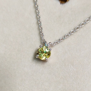 Yellow Diamond Pendant, Round Yellow diamond pendant, 925 sterling silver necklace, Yellow diamond necklace lab grown yellow diamond pendant