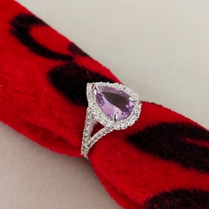 Rose De France Amethyst Ring, 925 Sterling Silver Ring, Pear Cut Pink Amethyst Ring, Rose De France Ring, Engagement Ring, Bridesmaid Ring