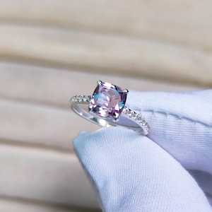 rose de France amethyst ring, cushion cut rose de france, pink amethyst ring, 925 sterling silver ring, lavender amethyst ring ring for gift