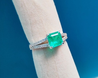 Anillo De Esmeralda Hecho A Mano: Plata De Ley 925 Otomana Con Circonita Cúbica - España