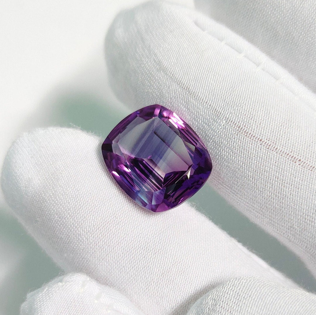 Bi Color Amethyst, Cushion Cut Amethyst Stone, Concave Cut Amethyst ...