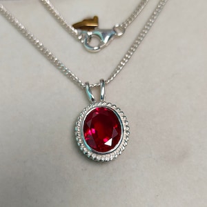 Pigeon Blood Ruby Pendant, Oval cut Pigeon Blood Ruby necklace, 925 sterling silver necklace, Blood ruby pendant, lab grown red ruby pendant