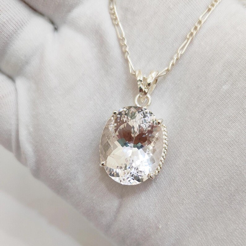 White Sapphire Necklace, 925 Sterling Silver Earrings, Oval Cut White