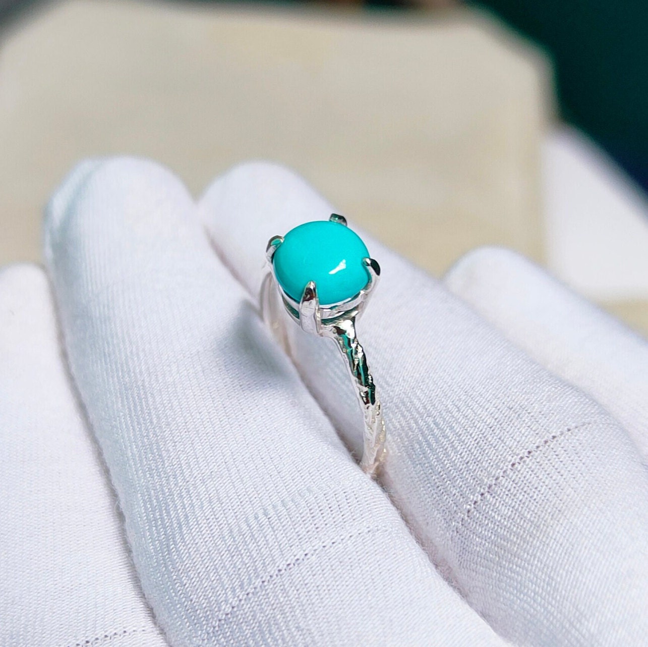 Natural Sleeping Beauty Turquoise Ring, 925 Sterling Silver Ring