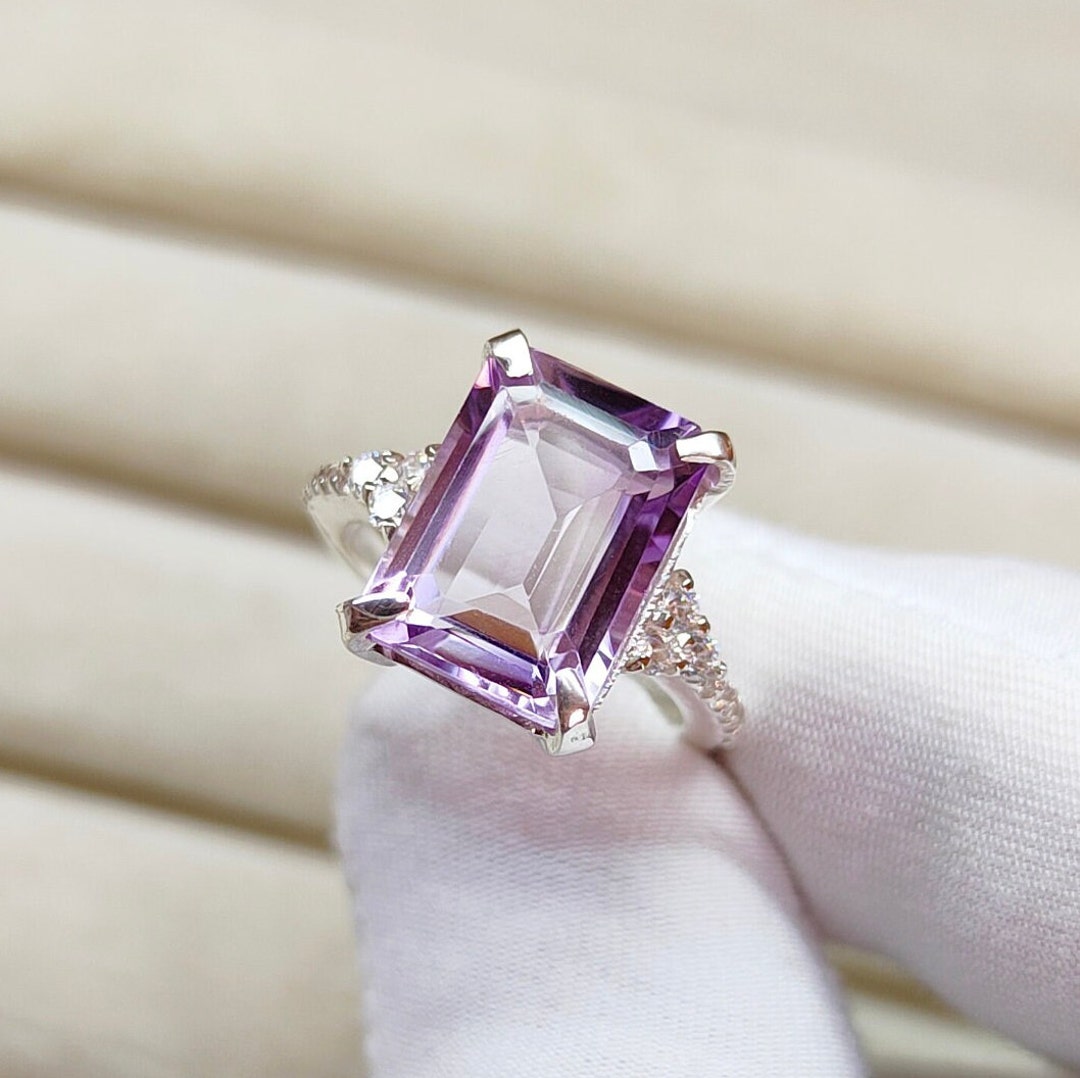 Anello Vintage Con Ametista Naturale - Argento Regolabile, Gioiello Artigianale In Pietra Luna E Quarzo Rosa