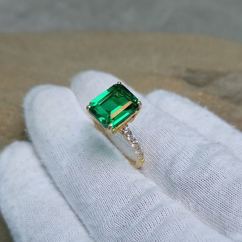 Lab Created Emerald Ring 925 Sterling Silver Ring Look Like Etsy