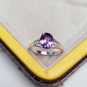 Rose De France Amethyst Ring 925 Sterling Silver Ring, Natural Amethyst Ring, Oval cut Amethyst Ring, Pink Amethyst Ring, Wedding ring Band