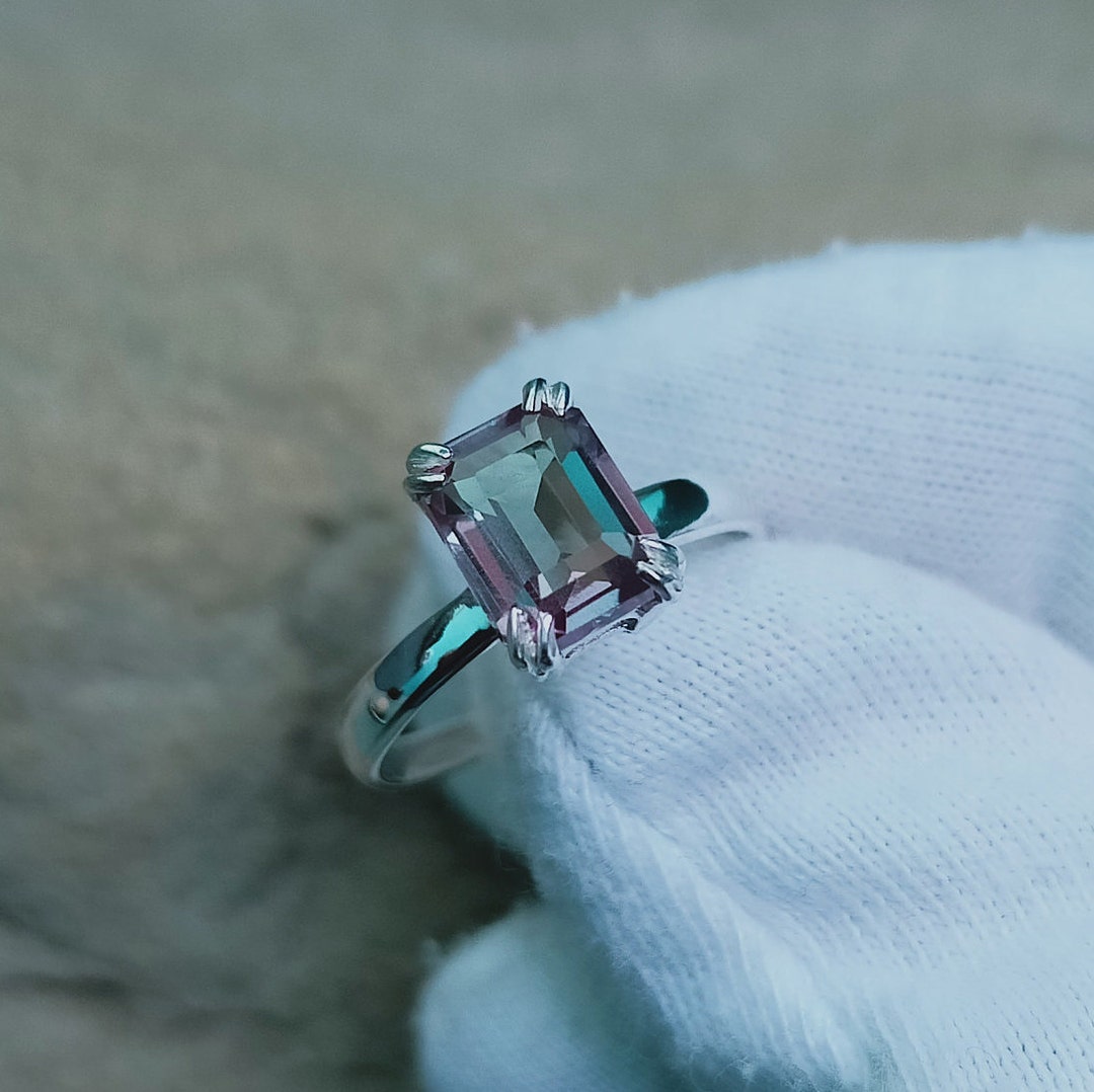Alexandrite Ring, 925 Sterling Silver Ring, Lab Created Alexandrite ...
