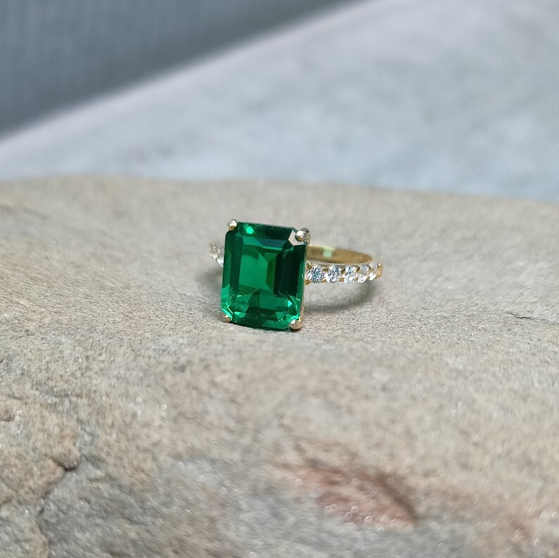 Lab Created Emerald Ring 925 Sterling Silver Ring Look Like Etsy