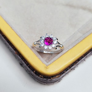 Rhodolith Granat Ring, 925 Sterling Silberring, runder Rhodolith Granat Ring, Granat Silberring, Januar Birthstone Ring, Granat Halo Ring