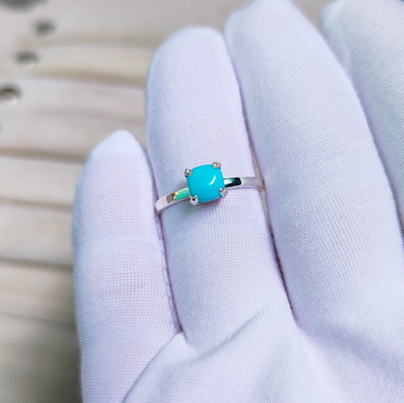 Natural Sleeping Beauty Turquoise Ring 925 Sterling Silver Ring ...
