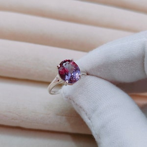 Alexandrite Ring, 925 Sterling Silver Ring, lab created alexandrite ring, Color Change Stone Ring, Oval Cut Alexandrite, Ring for Gift