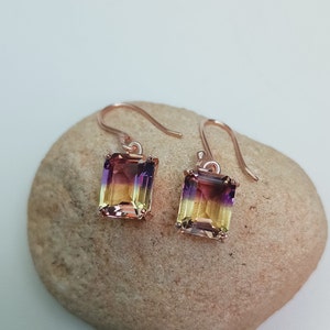 Ametrine Quartz Earrings, Ametrine Doublet Quartz Earrings, 925 Sterling Silver Earrings, ametrine quartz drop earrings, earrings for gift