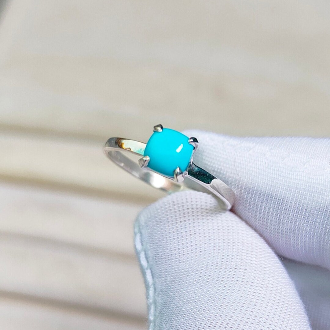 Natural Sleeping Beauty Turquoise Ring 925 Sterling Silver Ring ...
