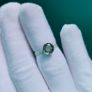 Teal sapphire ring, round cut Teal sapphire ring, 925 Sterling Silver ring, Sapphire engagement ring, lab grown Teal sapphire ring