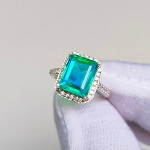 Peacock Quartz Halo Ring, Octagon cut peacock quartz ring, 925 sterling silver ring, peacock stone ring, fire stone ring, hand made ring