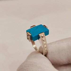 Natural Turquoise Ring, 925 sterling silver ring, Turquoise wedding ring, real Turquoise silver ring, Turquoise vintage ring, hand made ring