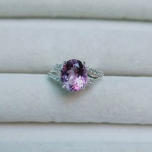 Rose De France Amethyst Ring 925 Sterling Silver Ring, Natural Amethyst Ring, Oval cut Amethyst Ring, Pink Amethyst Ring, lavender amethyst