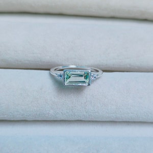 Aquamarine ring, baguette aquamarine ring, 925 sterling silver ring, natural aquamarine silver ring,  March Birthstone ring, ring for gift