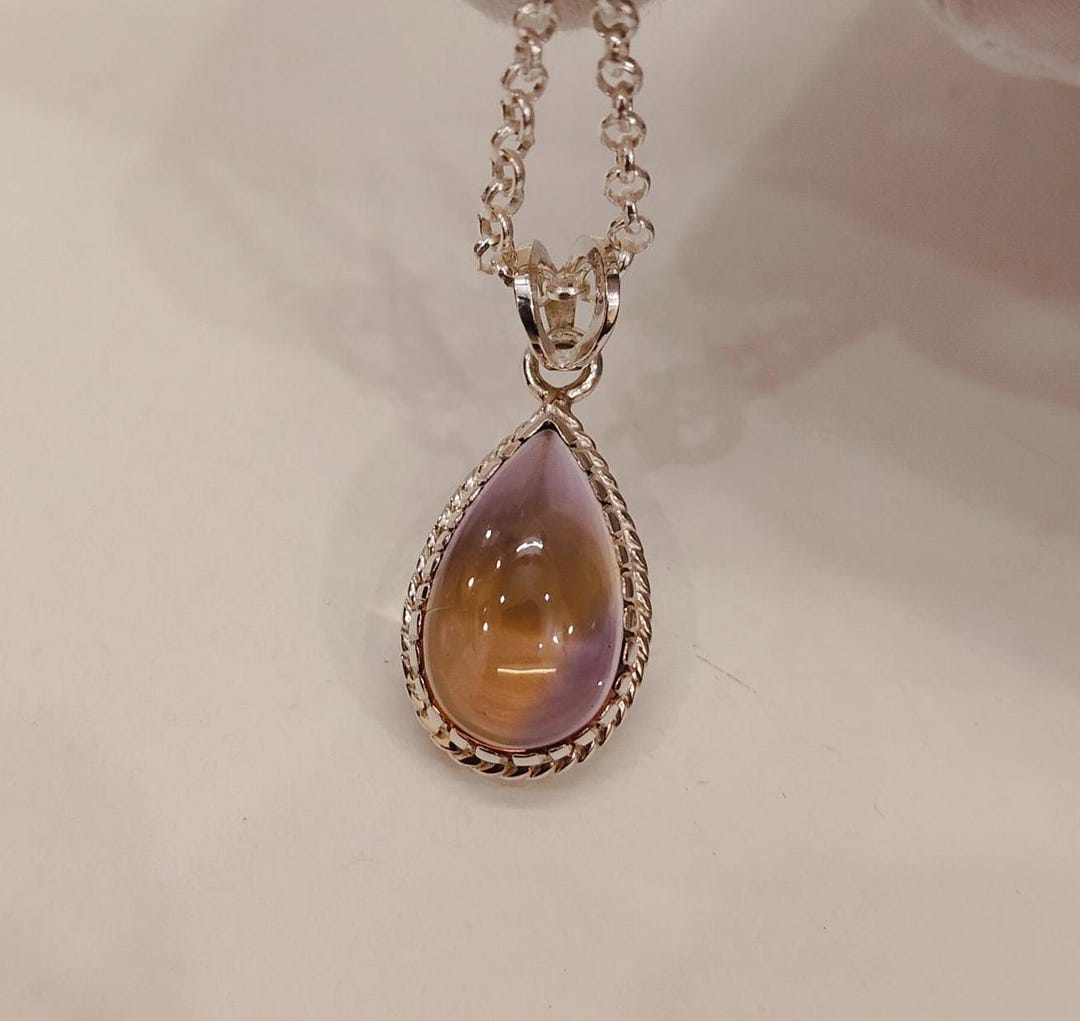 アメトリン　シルバー　ネックレス 天然アメトリンペンダント、アメトリンカボションネックレス、925