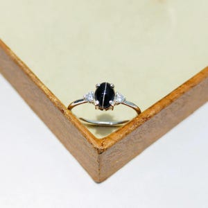 Natürlicher Katzenauge Ring Katzenauge Moissanite Ring 925 Sterling Silber Ring echt schwarz Katzenauge Ring Chrysoberyll Katzenauge Ring astrologischer Ring