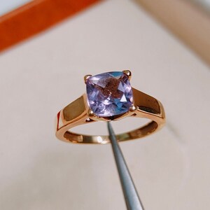 Alexandrite Ring, Lab Created Alexandrite Ring, 925 Sterling Silver Ring, Color Change Stone Ring, Cushion Alexandrite Ring, ring for gift