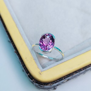 Rose De France Amethyst Ring 925 Sterling Silver Ring, Natural Amethyst Ring, Oval cut Amethyst Ring, Pink Amethyst Ring, lavender amethyst
