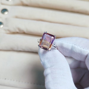 Natural Ametrine Ring, 925 sterling Silver Ring, octagon cut ametrine ring, ametrine silver ring Hand Made Ring, Wedding Ring, Ring for Gift