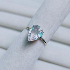 white sapphire ring, pear cut white sapphire ring, sterling silver ring, lab created white sapphire ring, lab created sapphire ring